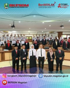 Penutupan Pelatihan Dasar CPNS Golongan III Angkatan XL dan XLI Tahun 2026 di lingkungan Pemerintah Kabupaten Magetan yang diselenggarakan di Perhutani Forestry Institute Madiun, Sabtu 9 Mei 2026
